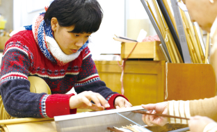 織物実習(たて巻き)